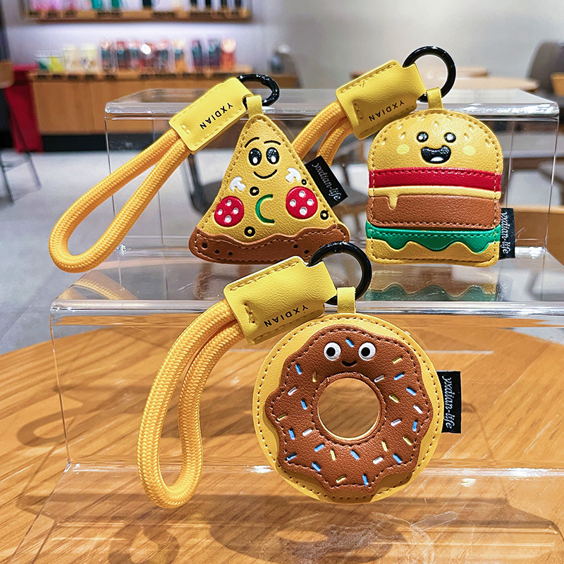 Cartoon Animal Keychain Food Themed Donut Keychain Pendant Exquisite Donut Bag Accessory Small Square Keychain Luminous 3D Game Pendant