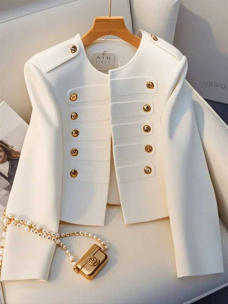 luxcury Style Double-Breasted Ladies' Coat - Elegant Single-Colored Full-Length Sleeve Casual Workwear