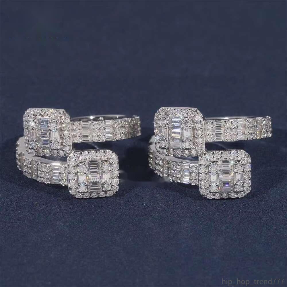 Anti Stress Ring Custom Hip Hop Jewelry S925 Baguette Cut Moissanite Diamond Engagement Ring for Men