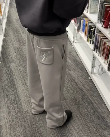 Harajuku Loose Double Waist Sweatpants Y2K American Soild Color Embroidery Casual Pants Hip Hop Drawstring Waist Jogger Trousers 250922