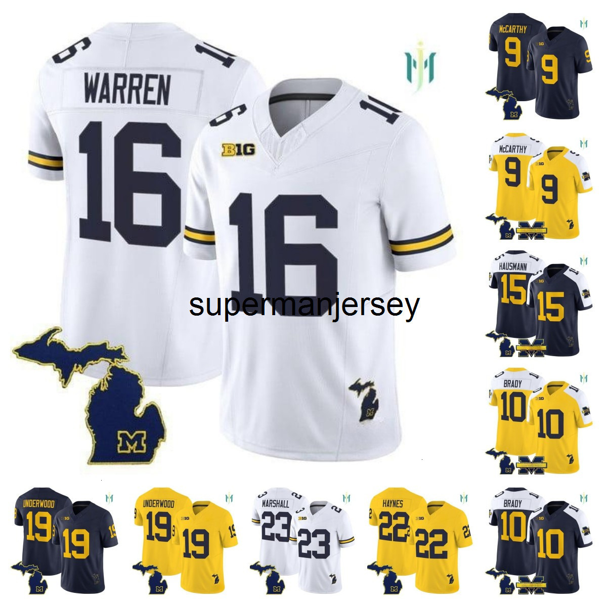 Bryce Underwood Davis Warren Tom Brady Ernest Hausmann Justice Haynes Marshall JJ McCarthy 2025 custom football jerseys all stitched men women you