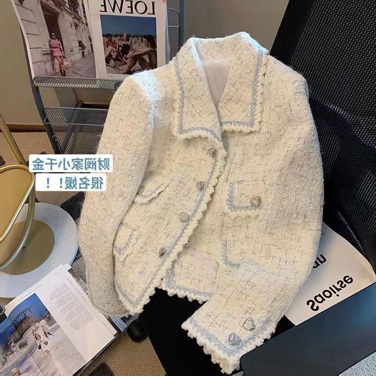 2025 new short designer coarse wool short jacket for women's autumn and winter high-end design exquisite French retro socialist elegant lapel twe