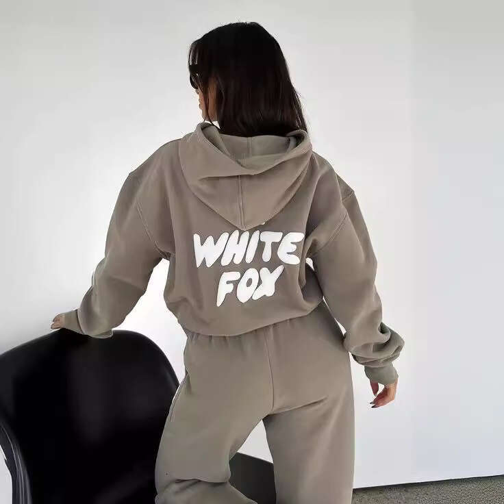 European and American Cross-Border Spring Autumn Winter New Fashionable Sports Long Sleeve Pullover Hooded Sweatshirt Two-Piece Set