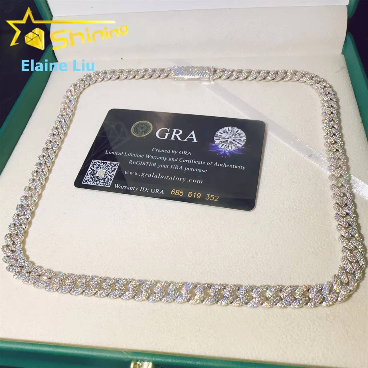 8MM Iced Out Custom 925 Sterling Silver Moissanite Hip Hop Fine Jewelry Diamond Miami Cuban Link Chain Necklace