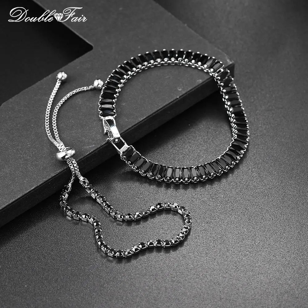 Black Crystal Tennis Bracelet for Men Women Adjustable Steampunk Zirconia Bangle Chain on Hand Hip Hop Hippie Punk Gifts Jewelry 250928