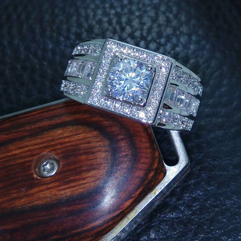 011 Celebrity design Rhythmic Harmony Men 10KT White Gold Filled Topaz simulated dia Wedding Ring Sz 7-13 free shipping