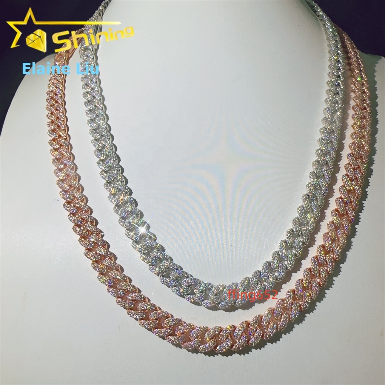 8MM Iced Out Custom 925 Sterling Silver Moissanite Hip Hop Fine Jewelry Diamond Miami Cuban Link Chain Necklace