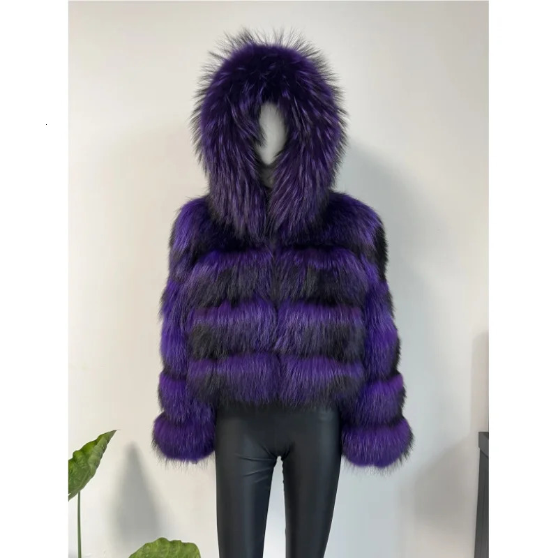 BEIZIRU Womens Winter Fur Coat Hooded Real Raccoon Top Furry Jackets Warm Thick Natural Long Sleeve Outerwear 250926