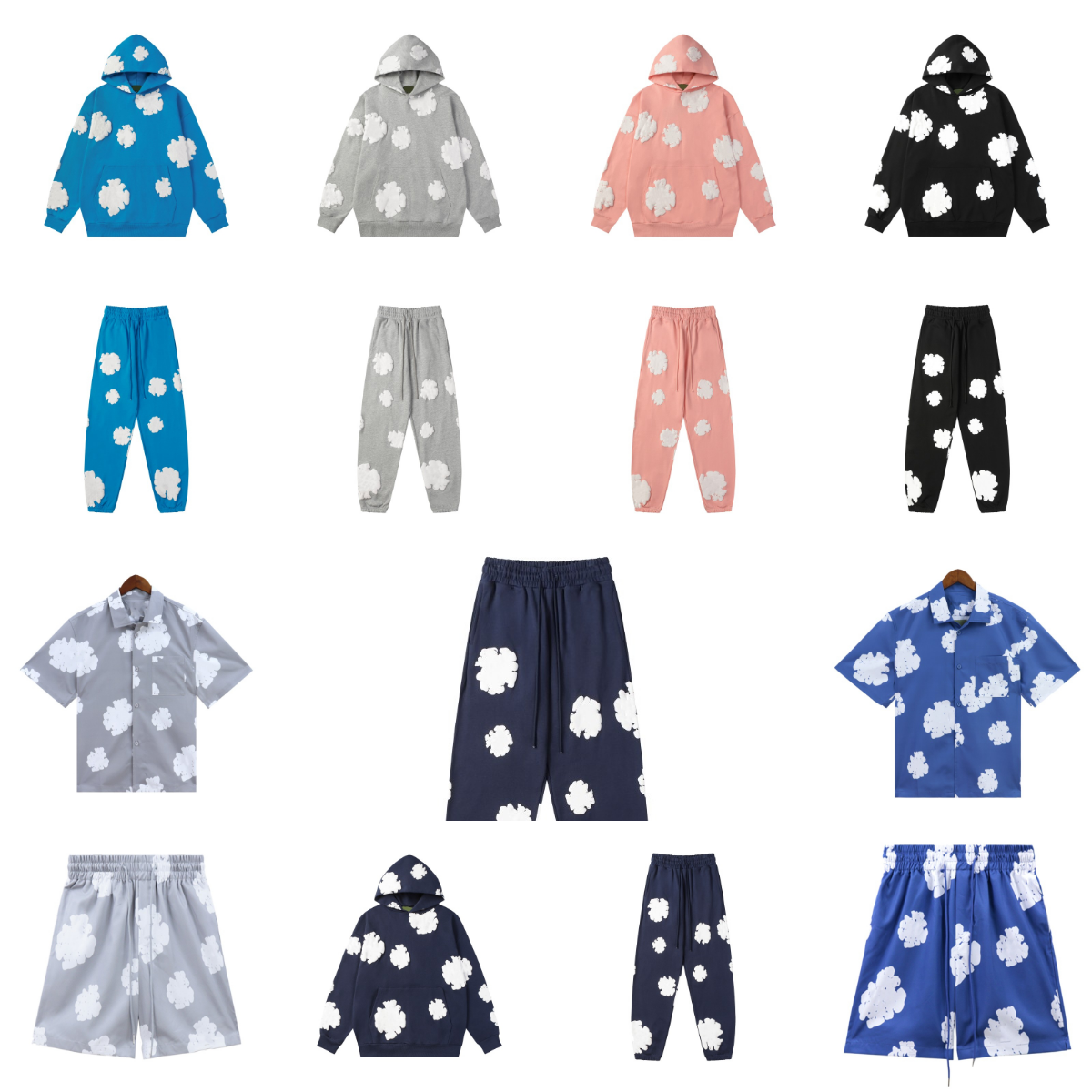 designer hoodie women flower hoodie shorts t shirt men high quality fashion printed pullover clothing loose cotton grid hoodie size S-XL in 2025