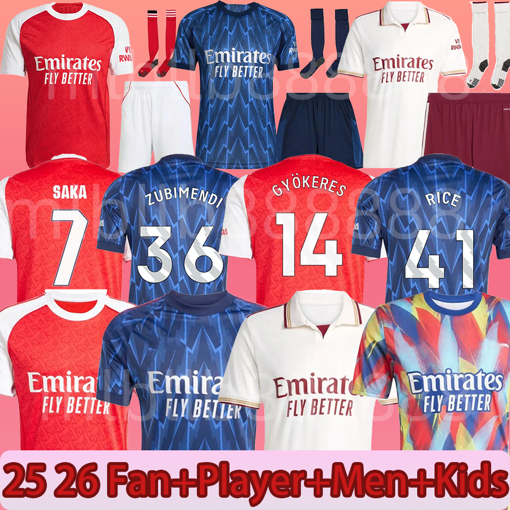 25 26 SAKA Soccer Jerseys ODEGAARD RICE HAVERTZ NWANERI MARTINELLI Calafiori NKETIAH SALIBA TROSSARD JESUS Football Shirt Kids Child Training Kit uniform shirts 01