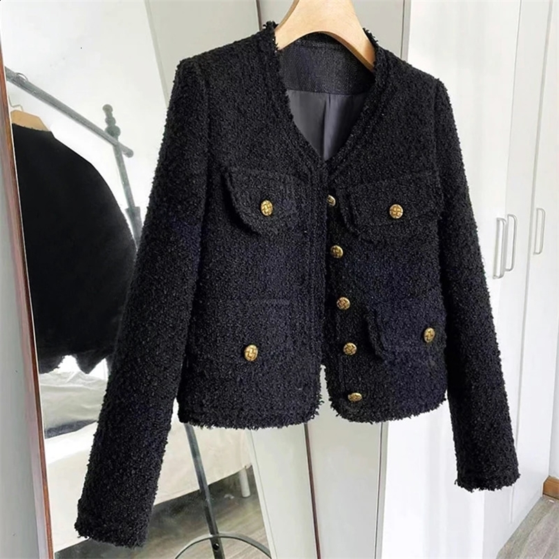 HELIAR Women Tassel Elegant Tweed Jackets Singlebreasted Cardigan Short Coats Basic Casual Outerwear Office Fall Winter 250120wtt
