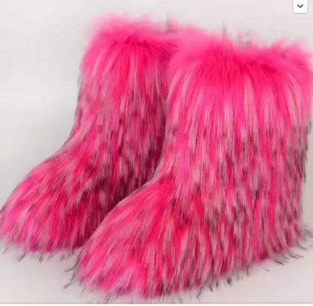 Free Shipping Winter women's long woolen snow boots with fleece, warm and anti-slip thick-soled outdoor cold-resistant fashionable and versatile 