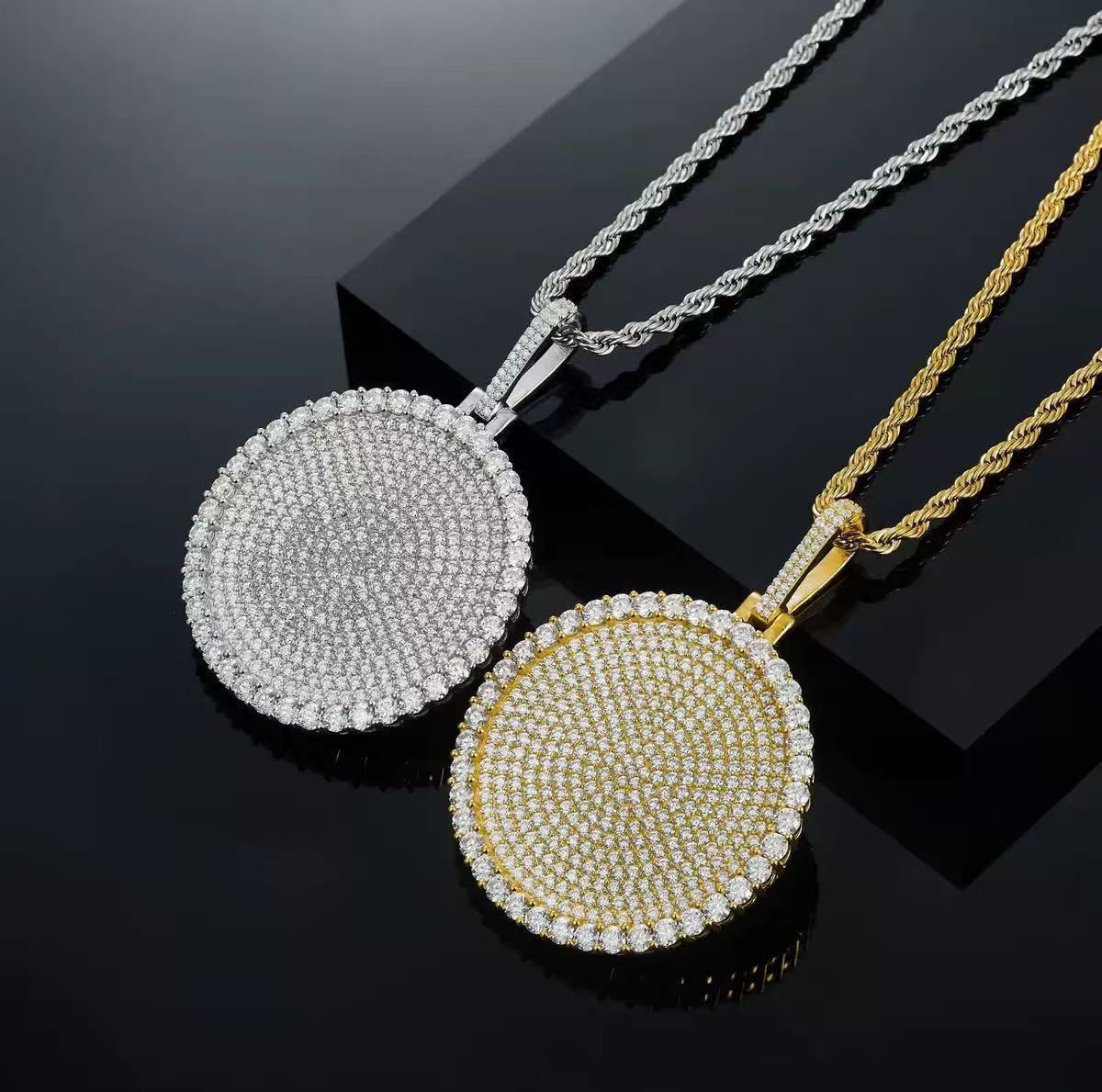 Hip Hop Custom 925 Silver White Gold Diamonds PersonalIze Pendant Rapper Round Iced Out Lab Grown Diamond Pendant