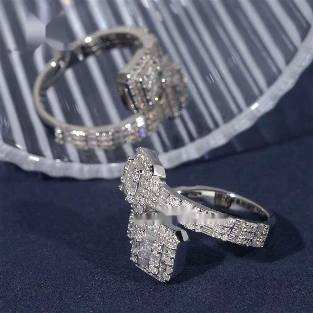 Anti Stress Ring Custom Hip Hop Jewelry S925 Baguette Cut Moissanite Diamond Engagement Ring for Men