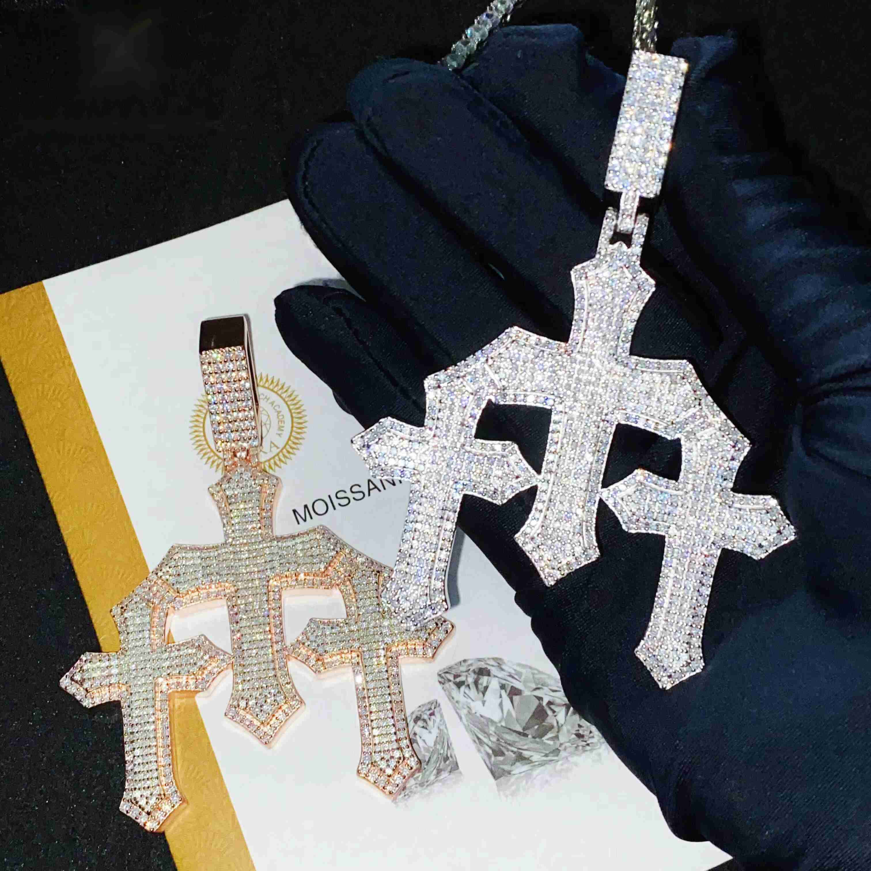 Chain For Man woman necklace New Trendy Man Jewelry Large Size Three Cross Iced Out 925 Sterling Silver VVS Moissanite Diamond Pendant Necklace Crysta