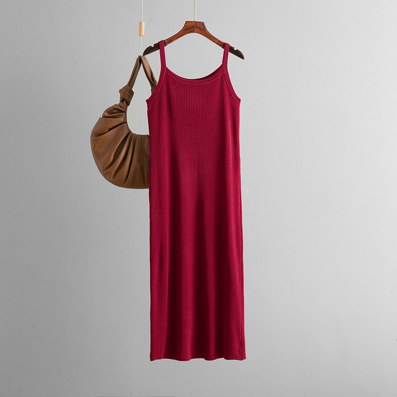 DR261 Summer New Arrival Women's Simple Suspender Knitted Dress