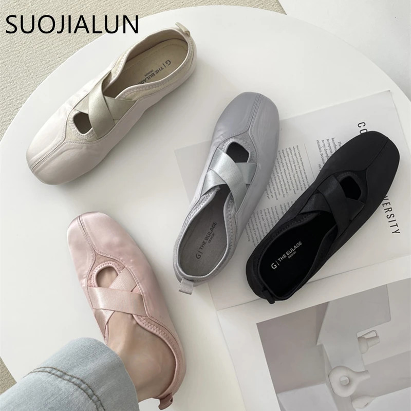 SUOJIALUN 2025 Spring Women Flat Shoes Fashion Round Toe Slip On Ladies Elegant Loafer Shoes Soft Flat Heel Boat Shoes 250930