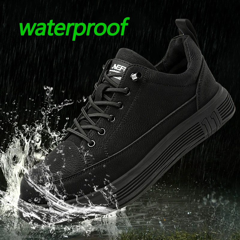 Waterproof Work Boots Safety Steel Toe Shoes Men Quality Leather Shoes PunctureProofIndestructible Shoes Safety Protective 250930