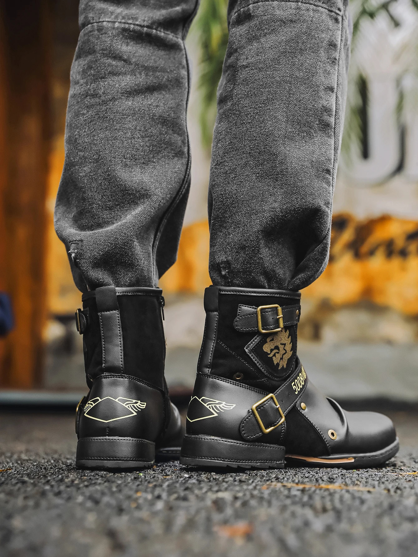 Mioeert Motorcycle Boots for Men Fashion Zipperup Chukka Boots Casual Shoes 251010