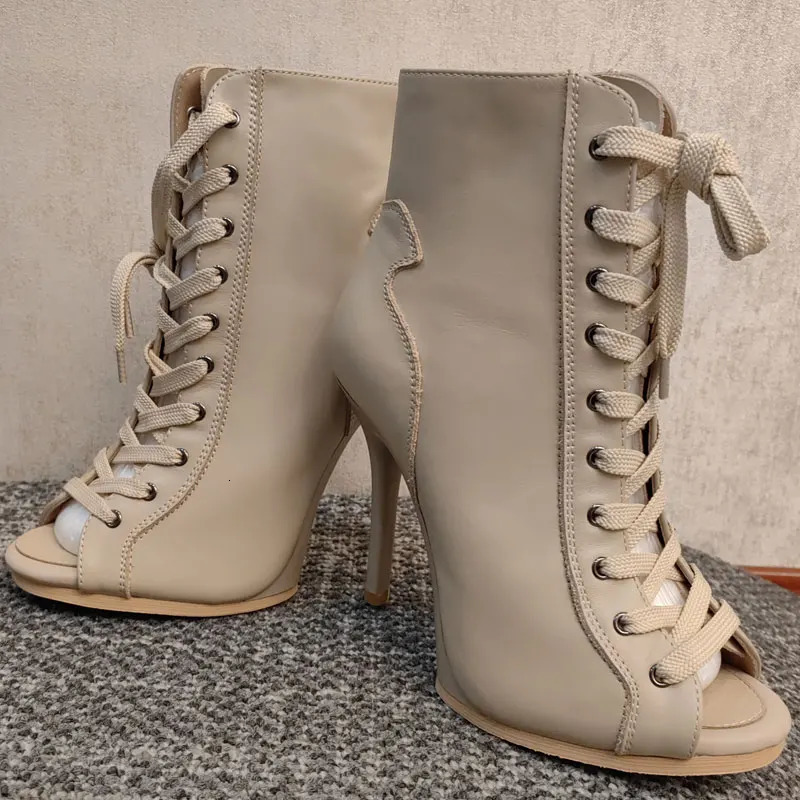 Genuine leather Customizable boots European Style Sexy Thin High Heel Jazz Dance Sandal for Women Open Toe Ladies Dancing Shoes 250930