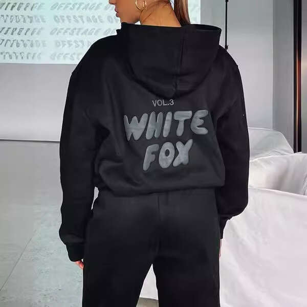 European and American Cross-Border Spring Autumn Winter New Fashionable Sports Long Sleeve Pullover Hooded Sweatshirt Two-Piece Set