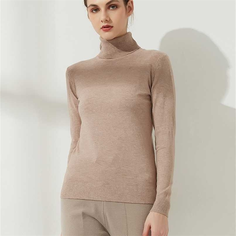 Wixra Women Turtleneck Sweater Autumn Winter Spring Long Sleeve High-Collar Pull Femme Soft Jumper Top 211123wtt