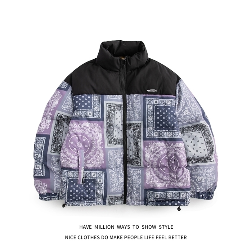 Womens Down Parkas Winter Jacket Thick Warm Winter Bandanna Print Woman Coats Jacket Unisex Man Bomber Varsity Coat Casual High Streetwear Couple 2209