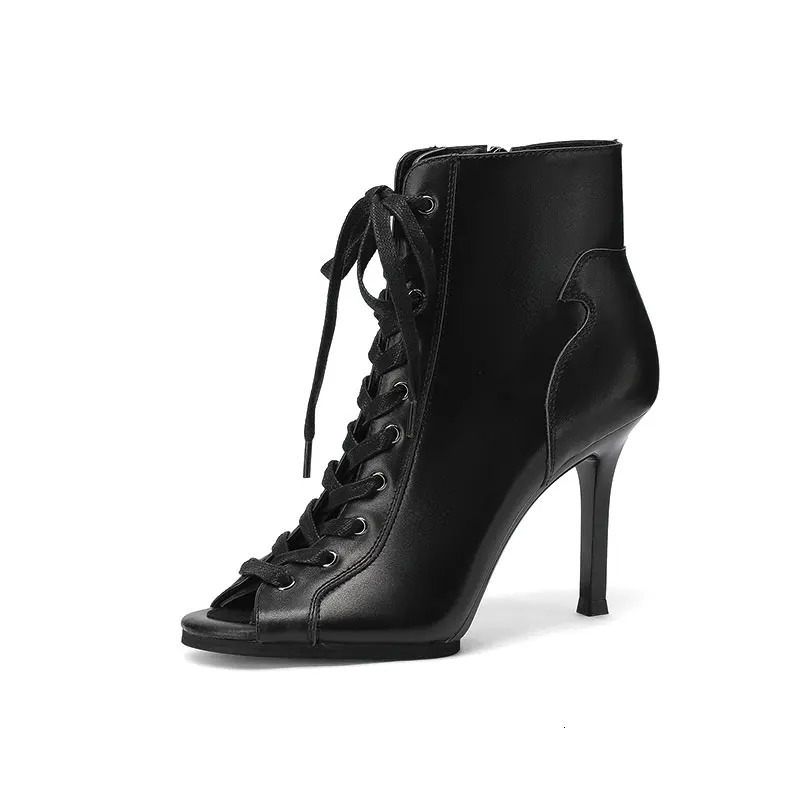 Genuine leather Customizable boots European Style Sexy Thin High Heel Jazz Dance Sandal for Women Open Toe Ladies Dancing Shoes 250930