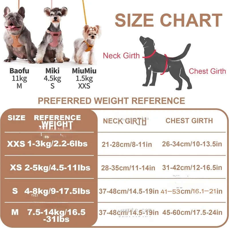 2025 new Designer Dog and Multifunction Leash, Lightweight Soft Adjustable No Choke Escape Proof Pet Harness Vest for Chihuahua Poodle Pomer