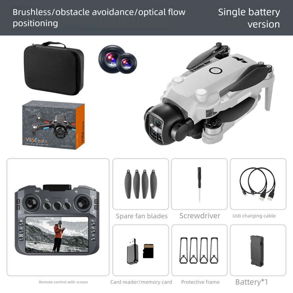 V Max Obstacle Avoidance Screen Brushless Motor Aerial Photography Aircraft Optical Flow Positioning Remote Control Drone