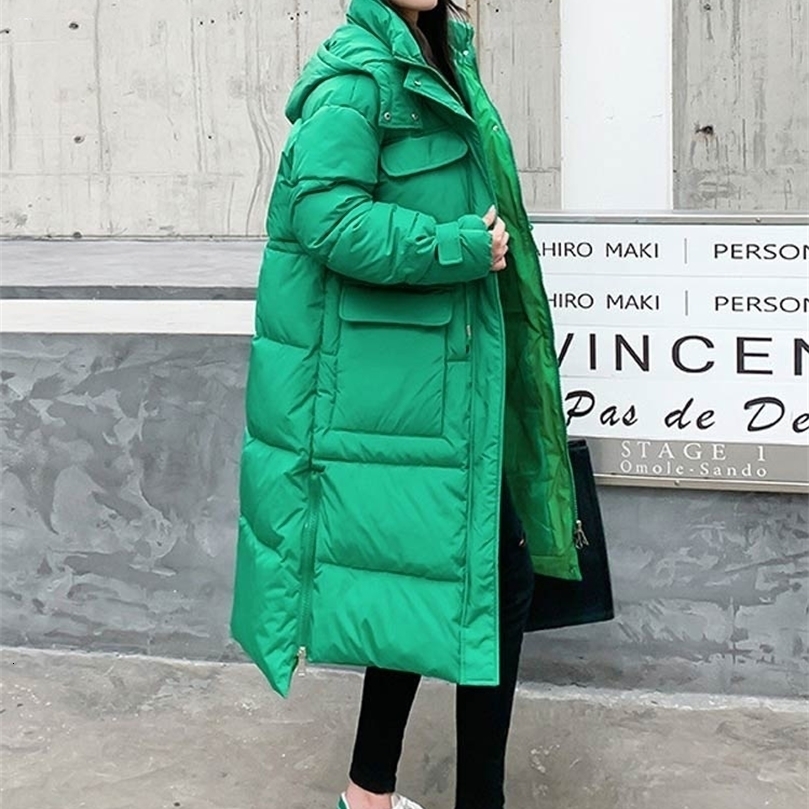 Womens Down Parkas Winter Jacket Women Parka Fashion Long Coat Hooded Parkas Loose Warm Snow Wear Cotton Padded Winter Clothes 220902wtt