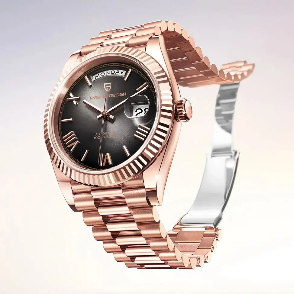 PAGANI N y Rose Gold DD40 Automatic Watch For Men NH36A Mechanical Wristwatch Stainless steel Waterproof 250925