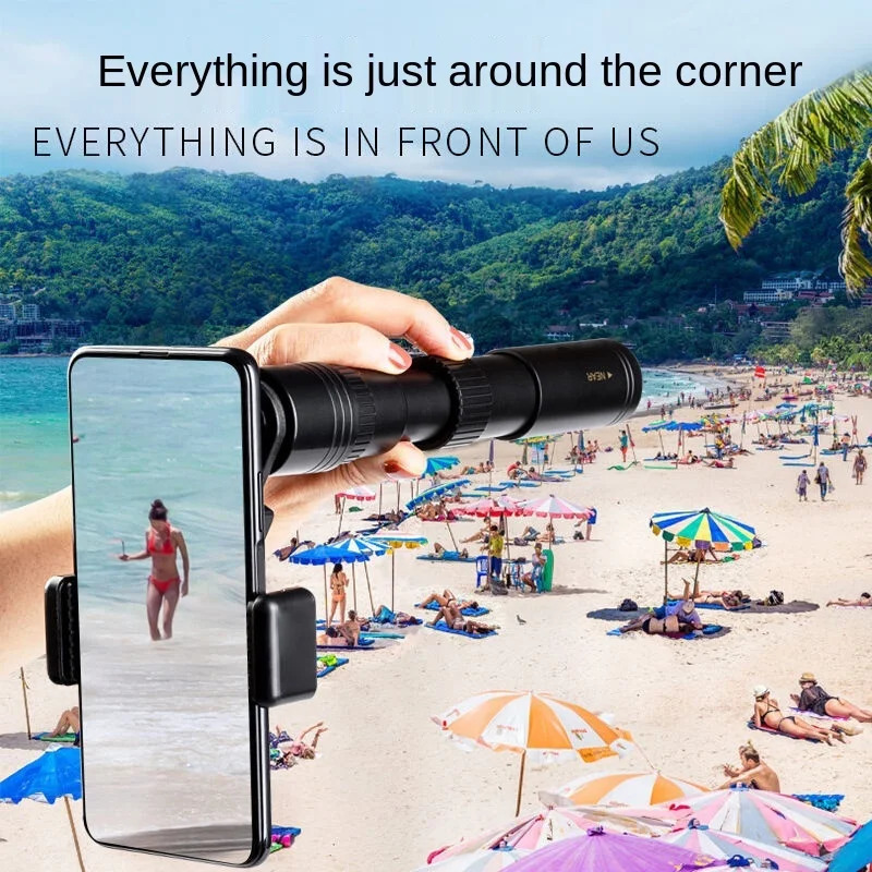 10300X40 HD Monocular Telescope Mini Portable Mobile Phone with Holder Outdoor Camping Hunting Birdwatching 250926