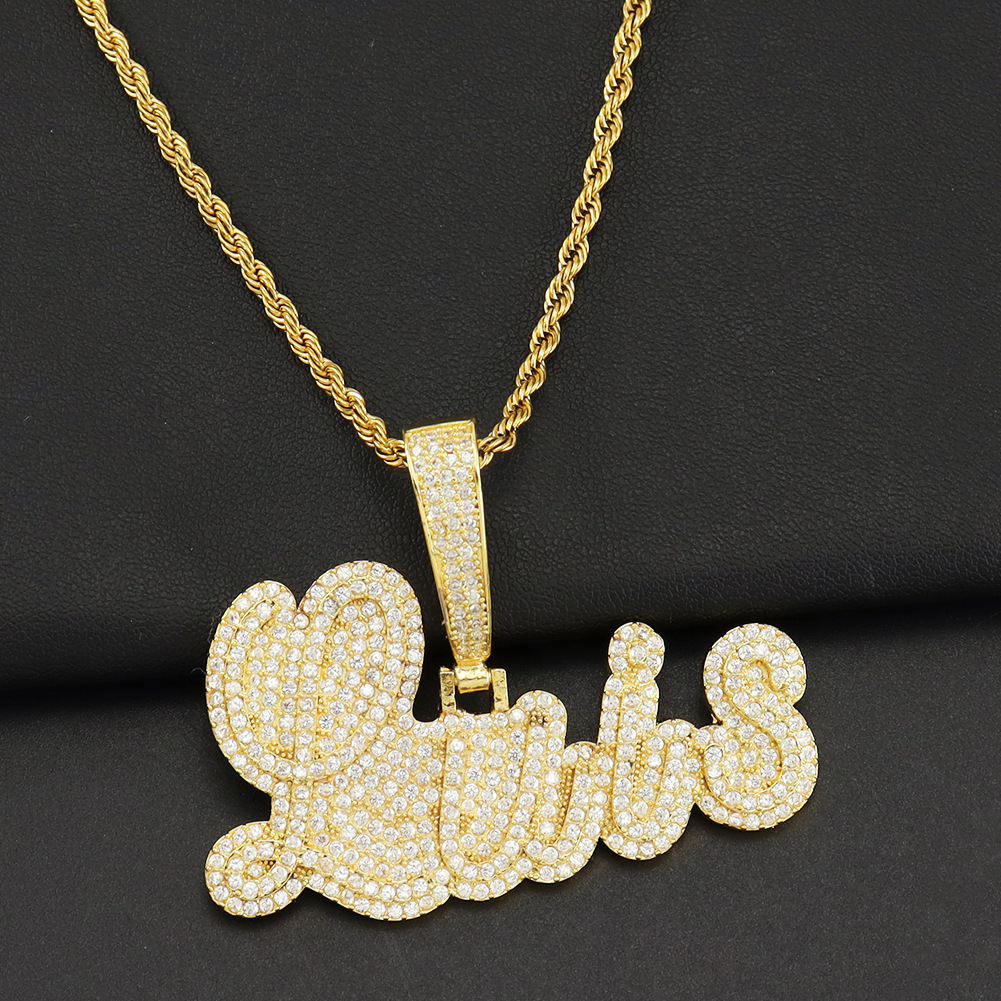 Men Women Customized letters Hip Hop Pendant Necklace Iced Out Bling 5A CZ Cubic Zirconia Rope Chain Necklace Punk Rapper Jewelry R251022
