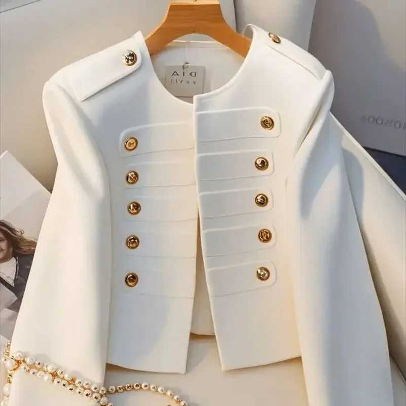 luxcury Style Double-Breasted Ladies' Coat - Elegant Single-Colored Full-Length Sleeve Casual Workwear