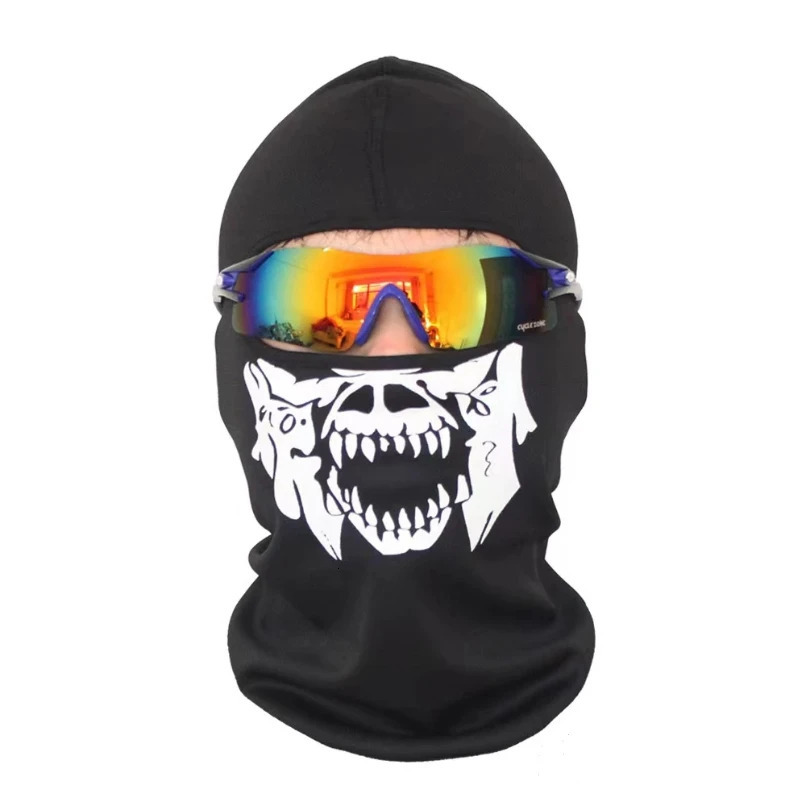 Bicycle Balaclava Full Face Mask Skull Print Motorcycle Full Face Mask Windproof Skiing Head Neck Warmer Bicycle Helmet Liner 250928