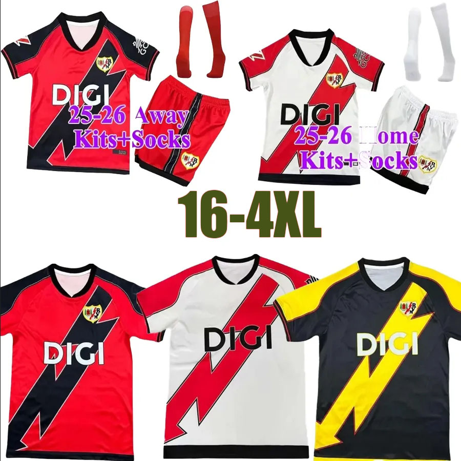 rayo vallecano 25 26 soccer jerseys shirts DE FRUTOS ISI ALVARO PATHEI OSCAR TREJO CAMELLO LOPEZ 2025 2026 football Home Away Mens Kit uniform