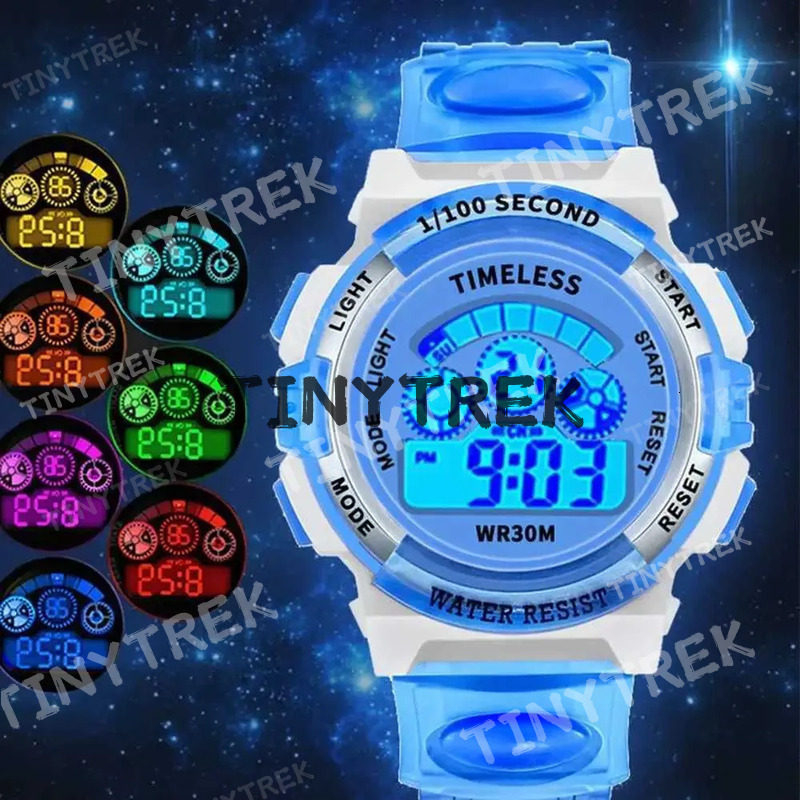 Childrens electronic with illuminated dial waterproof multifunctional alarm clock LED digital watch suitable for boys and girls X241122