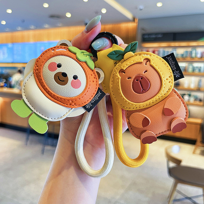 Cartoon Animal Keychain Food Themed Donut Keychain Pendant Exquisite Donut Bag Accessory Small Square Keychain Luminous 3D Game Pendant