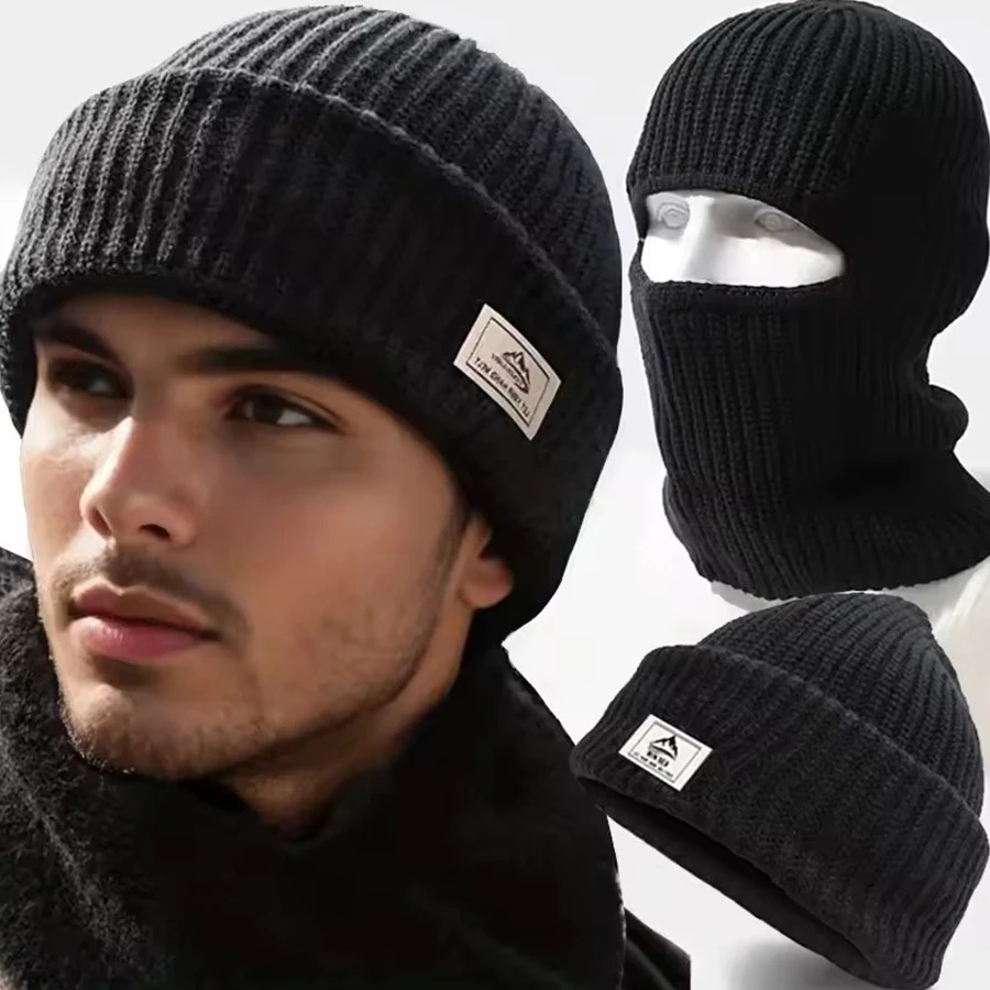 Mask Beanies Hat Men Full Face Cover Pullover Cap Winter Balaclava Knitted Hat Outdoor Cycling Motorcycle Ski Full Face Mask Hat 250928 - view 3