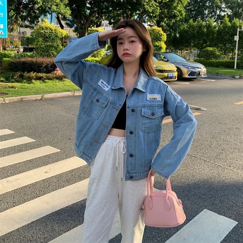 Spring Autumn Denim Jacket Womens Fashion Korean Style Internet Red Studentbf Cropped Clothing Top 250120