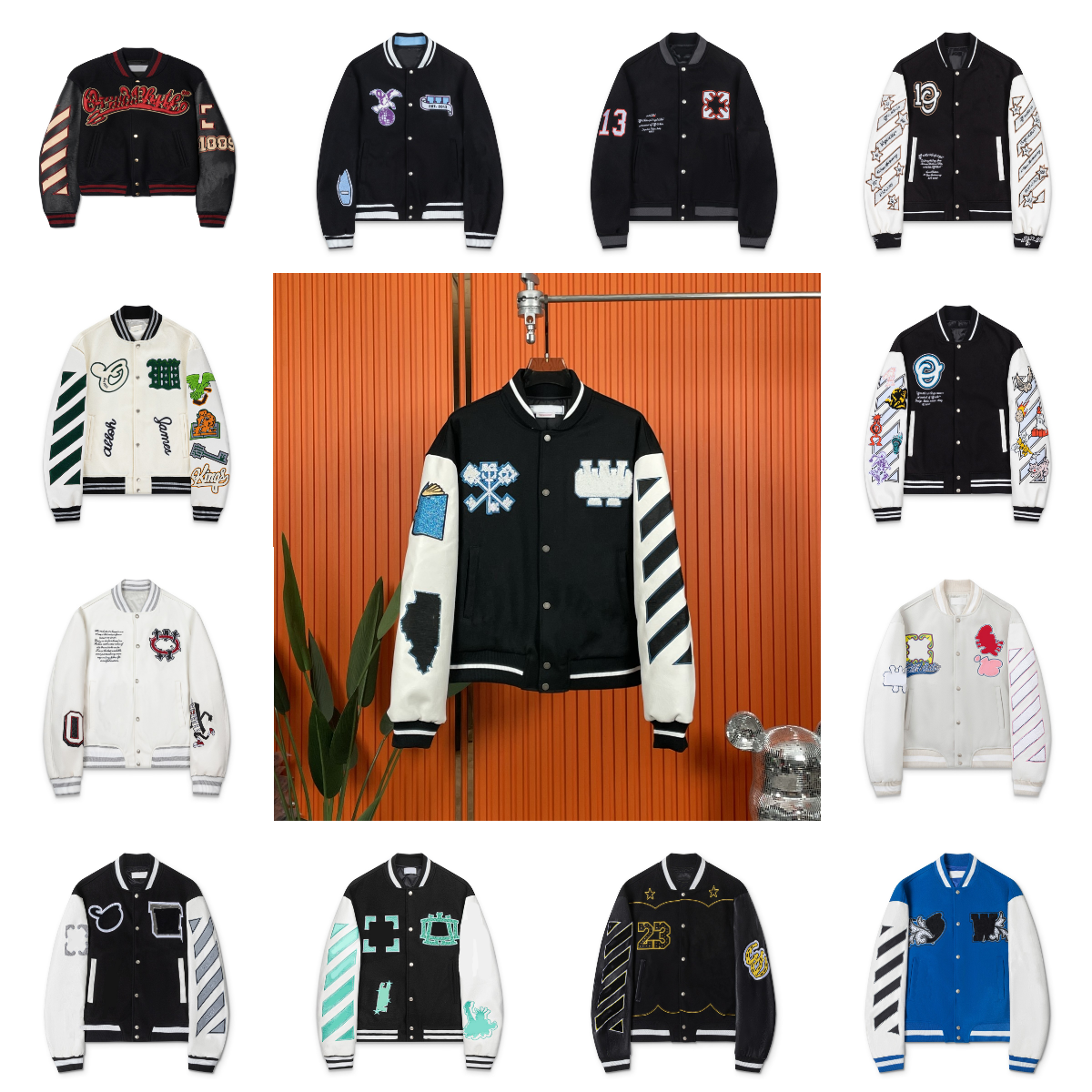 Offs Varsity Jacket Men Men's Jackets Mens Designer Long Sleeve Pocket Clothing Vintage Loose Long Baseball Hip Hop Outerwear top US Size S-XL