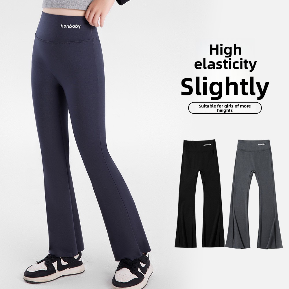 2025 spring winter autumn Teenager Girls Children bell-bottoms Shark Pants leggings yoga pants 8 10 12 14 16Years tight wide leg Trouser Kids