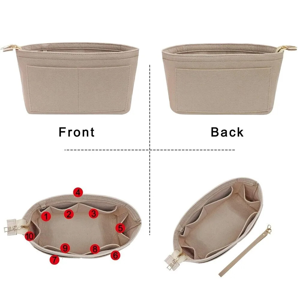 Soft Felt Insert Bag Multipocket Large Capacity Women Useful Bag Handbag Rectangular Foldable Cosmetic Bags Beach Holiday 250930