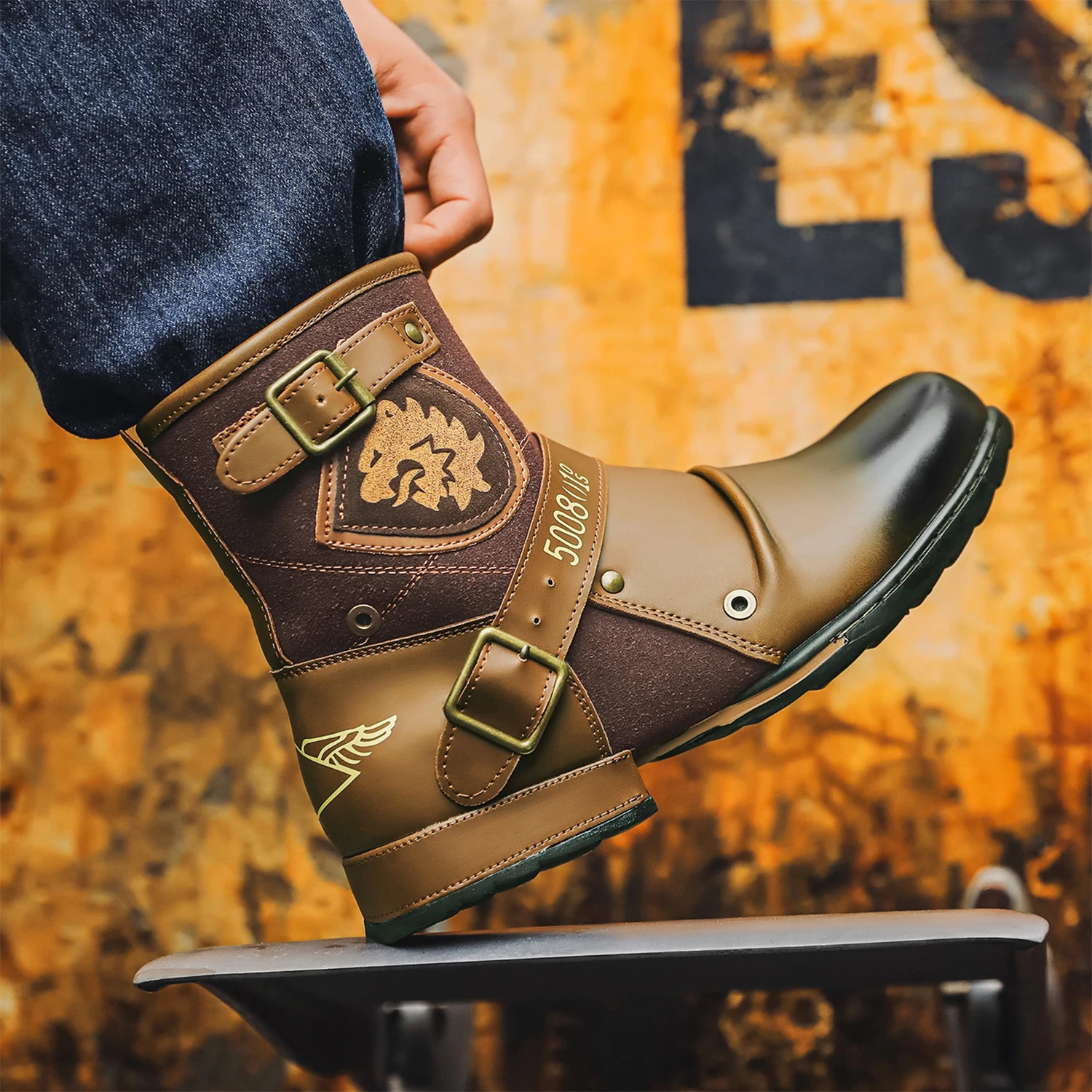 Mioeert Motorcycle Boots for Men Fashion Zipperup Chukka Boots Casual Shoes 251010