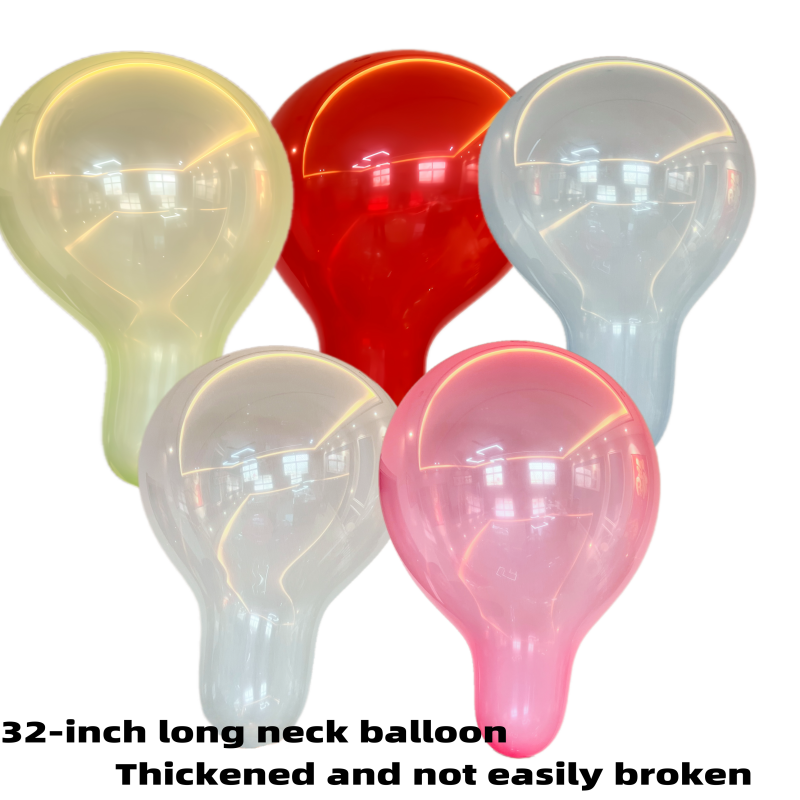 Thickened 5-pack 32-inch quadrangular latex balloon, factory direct sales, special-shaped long-necked balloon, birthday party atmosphere ball