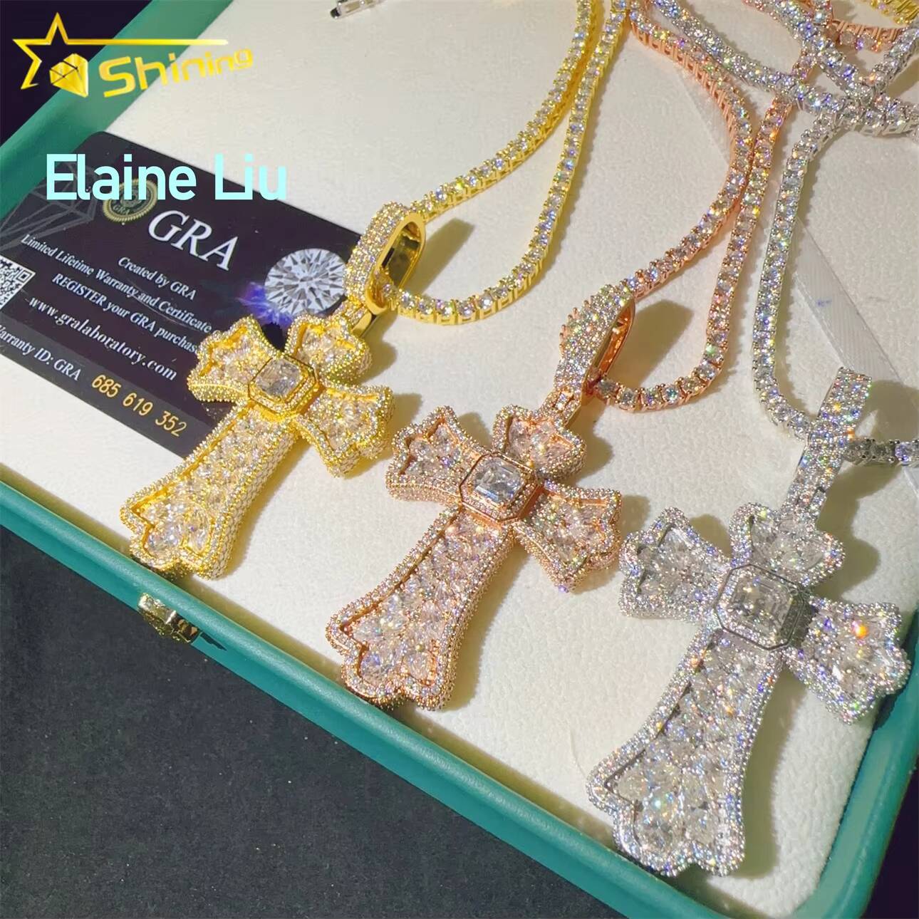 Pass the Diamond Tester VVS Moissanite 925 Sterling Silver Iced Out Hip Hop Pendants Diamond Jewelry Custom Cross Pendant