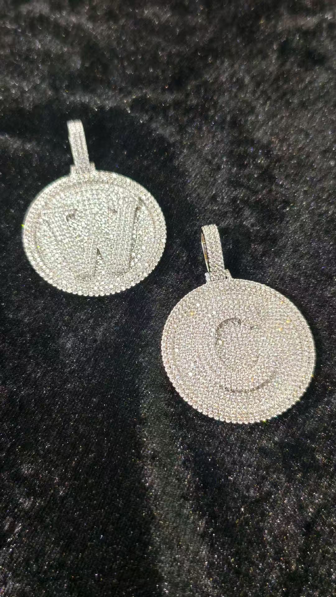 Hip Hop Custom 925 Silver White Gold Diamonds PersonalIze Pendant Rapper Round Iced Out Lab Grown Diamond Pendant