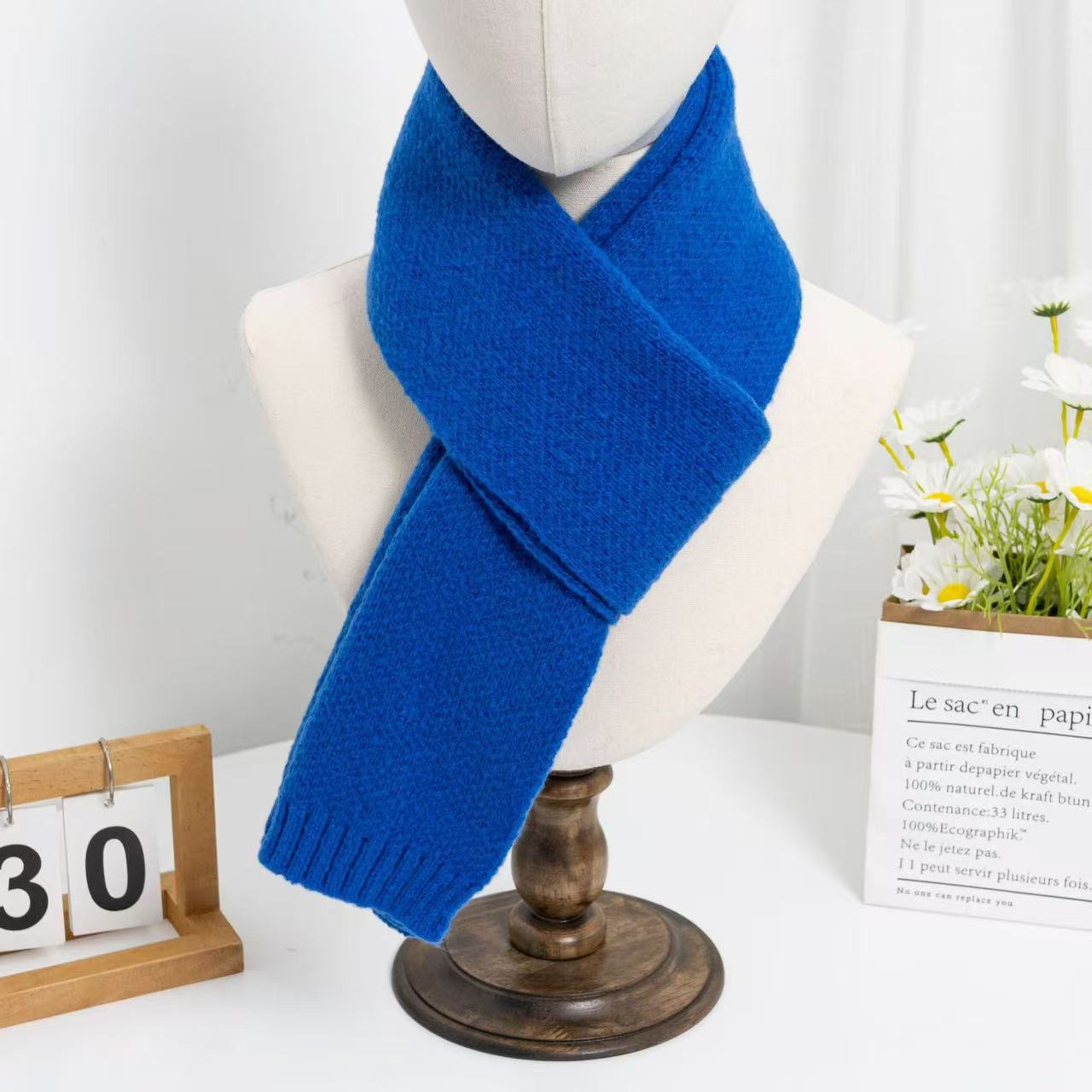 T1968 autumn and winter new knitted scarf solid color couple fashion all-match simple Korean student basic warm neck scarf