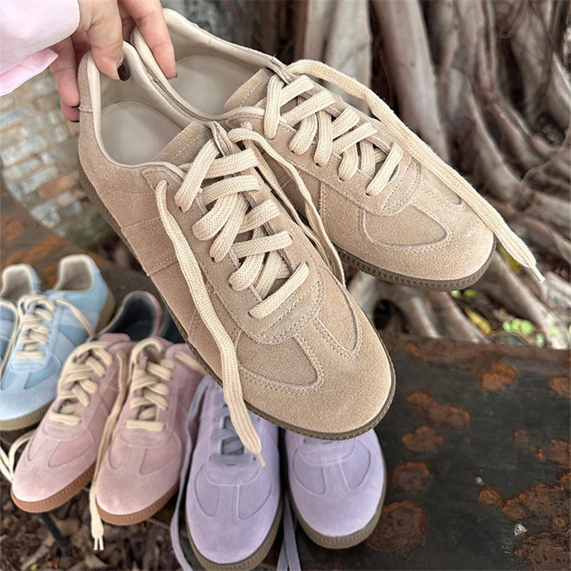MORAZORA INS Fashion Cow Suede Leather Women Sneakers Yellow Pink Purple Lace Up Flat Sneakers Spring Summer Casual Shoes 250930
